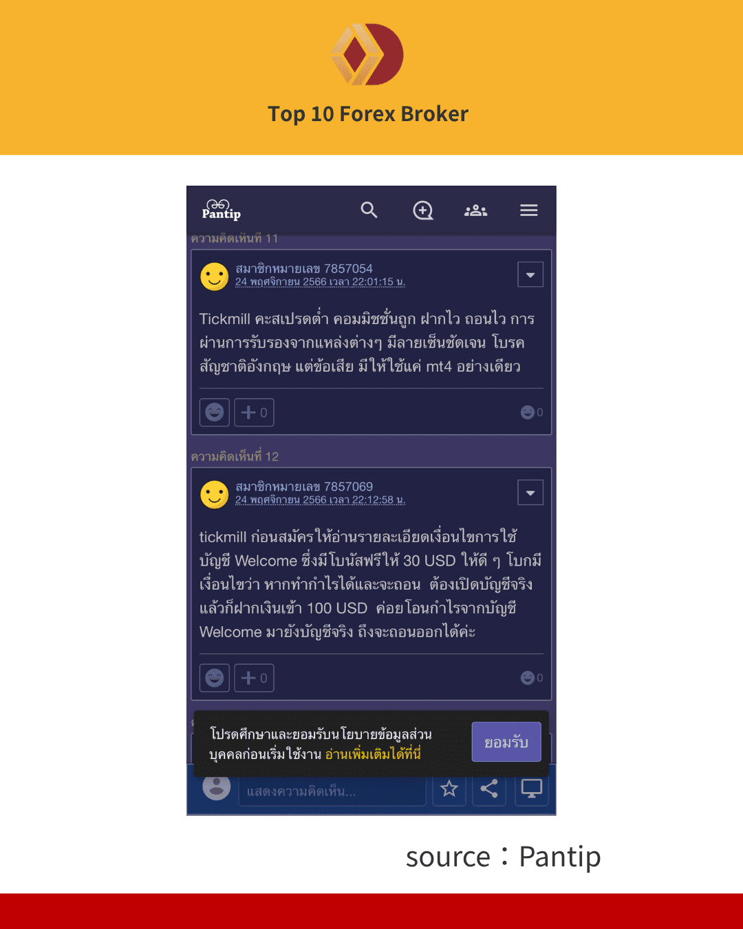 ภาพรีวิวจากผู้ใช้งาน Tickmill จริง 2
