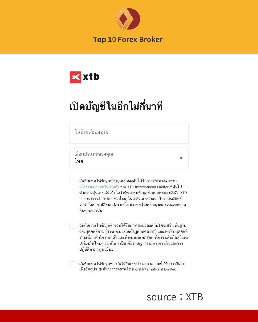 ภาพขั้นตอนการลงทะเบียน XTB 2