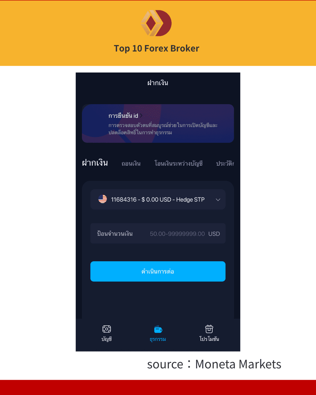 ภาพการฝากเงิน Moneta Markets 1