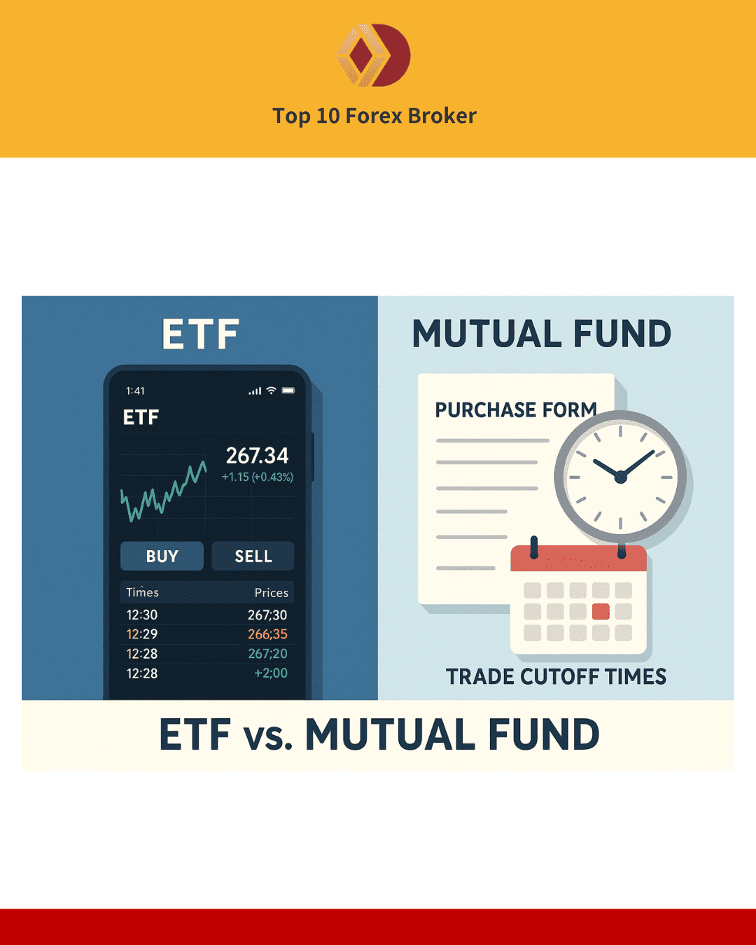 ภาพเปรียบเทียบความแตกต่างระหว่าง ETF และกองทุนรวมทั่วไป
