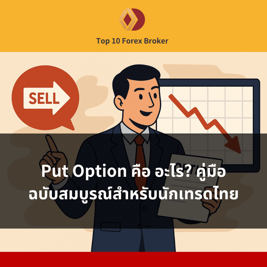 ภาพคนถือเอกสาร Put Option กับกราฟราคาลง