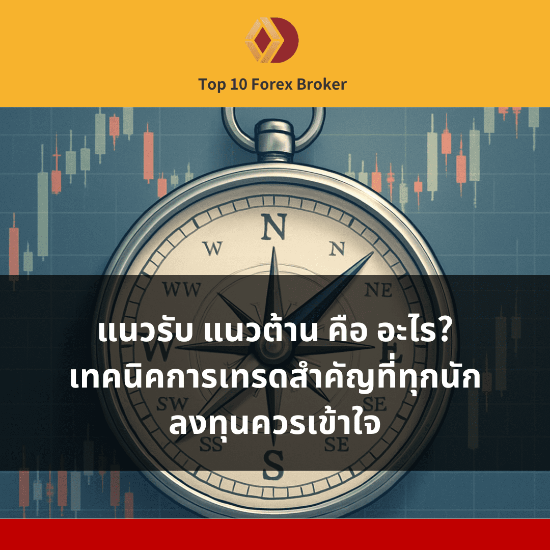 ภาพเข็มทิศเสมือนแนวรับ แนวต้าน