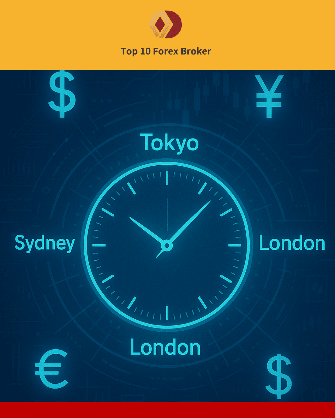 แผนที่โลกโซนเวลา Forex โซน Sydney, Tokyo, London, New York