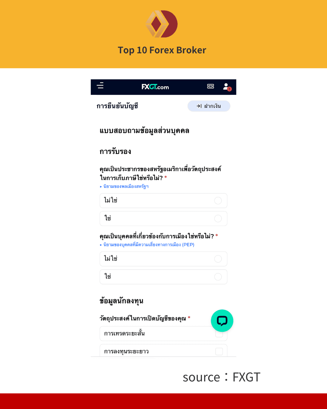 ภาพขั้นตอนการเปิดบัญชี FXGT 2