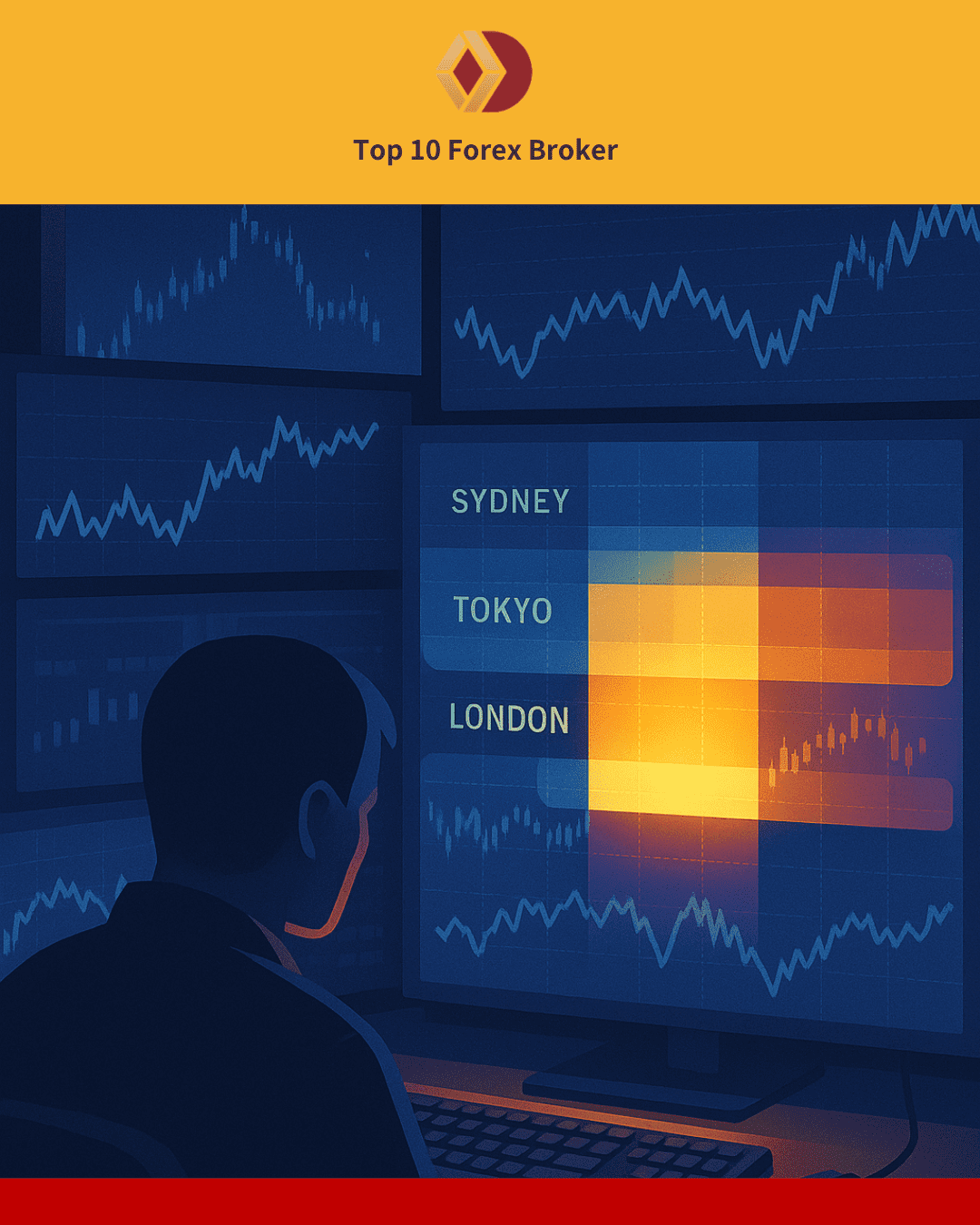 นักเทรดที่กำลังดูตารางช่วงเวลาตลาด