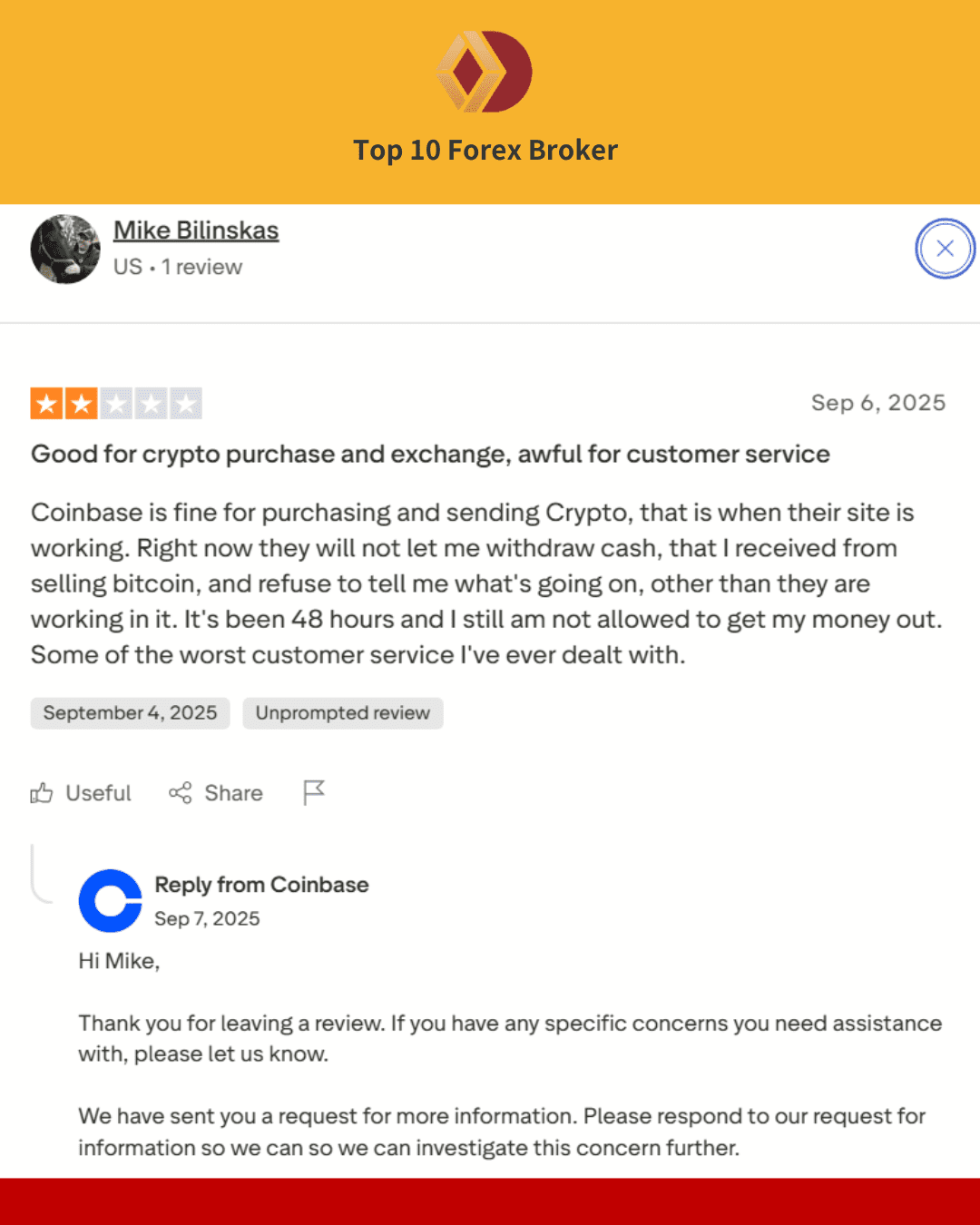 Coinbase用戶評論2