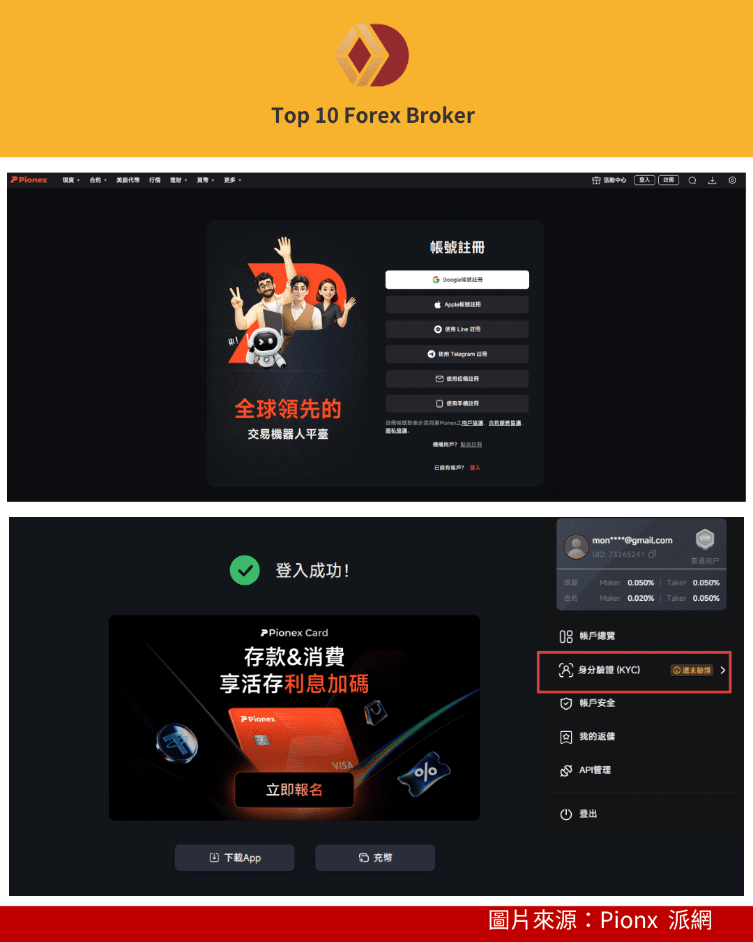 Pionex 官方網站註冊示意圖