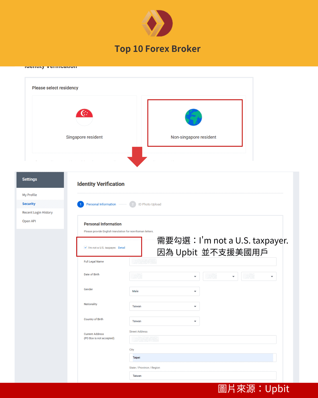 Upbit 註冊示意圖