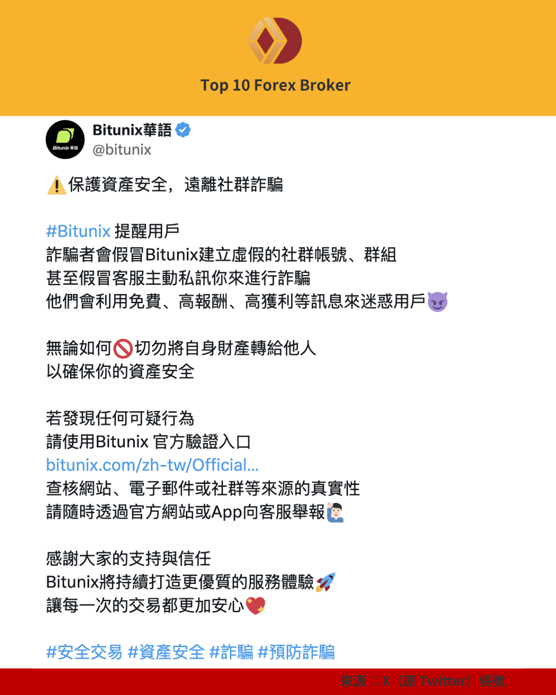 Bitunix 官方提醒用戶提防假冒社群詐騙
