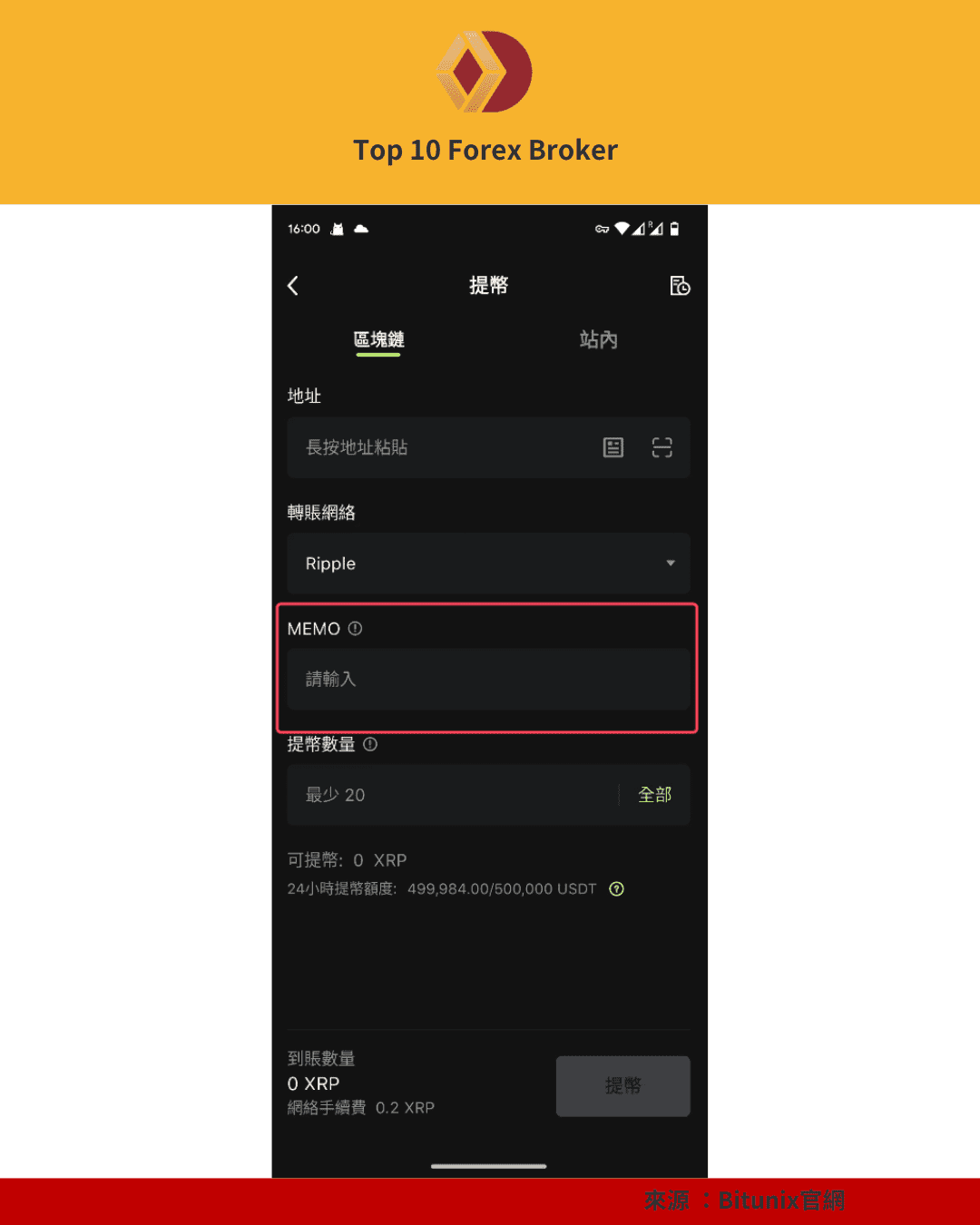 Bitunix  MEMO 欄位