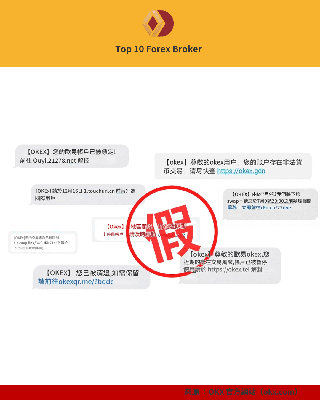 假冒 OKX 官方簡訊範例圖