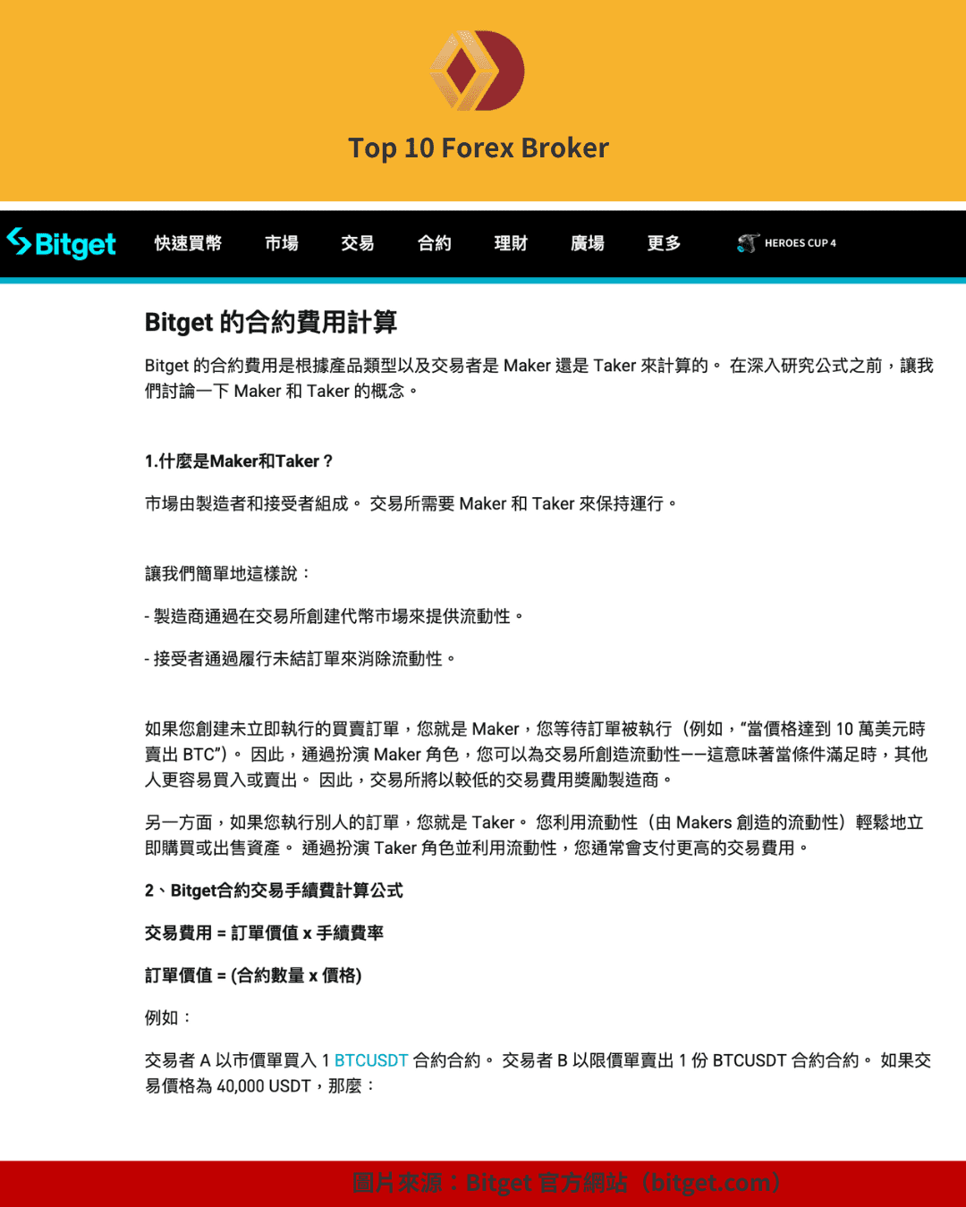 Bitget 合約費用計算教學頁面